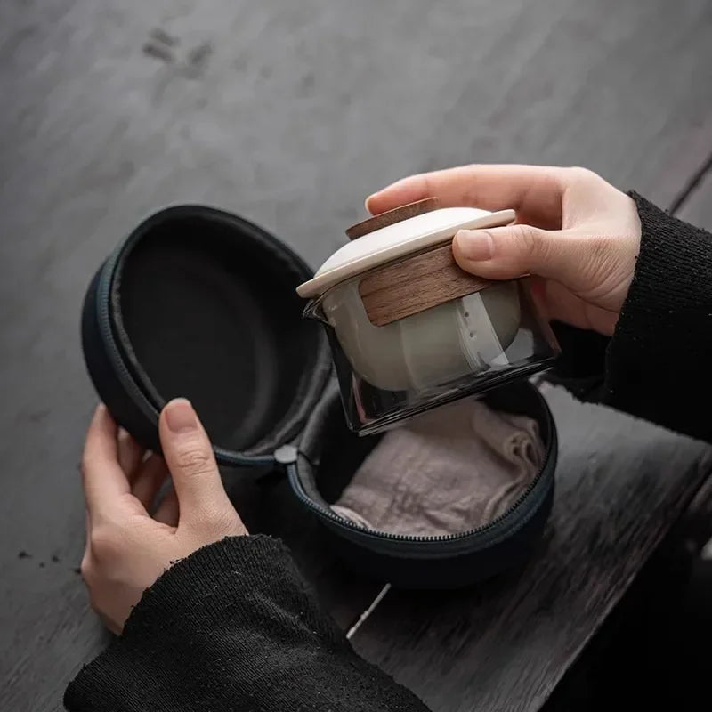 Portable Travel Tea Set – Ceramic Teapot and Cups for Camping