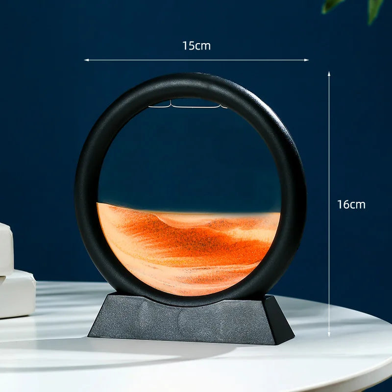 3D Moving Sand Art Frame – Dynamic Liquid Hourglass for Office Home Decor