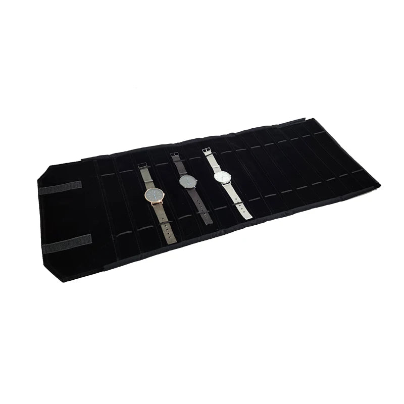 Velvet Watch Roll Bag – Portable Jewelry Organizer for Travel Storage