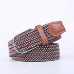 Woven Elastic Canvas Belt – Stretch Braided Buckle Strap for Casual Jeans