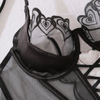 Floral Embroidered Mesh Lingerie Set – Sexy See-Through Bra and Panty for Women