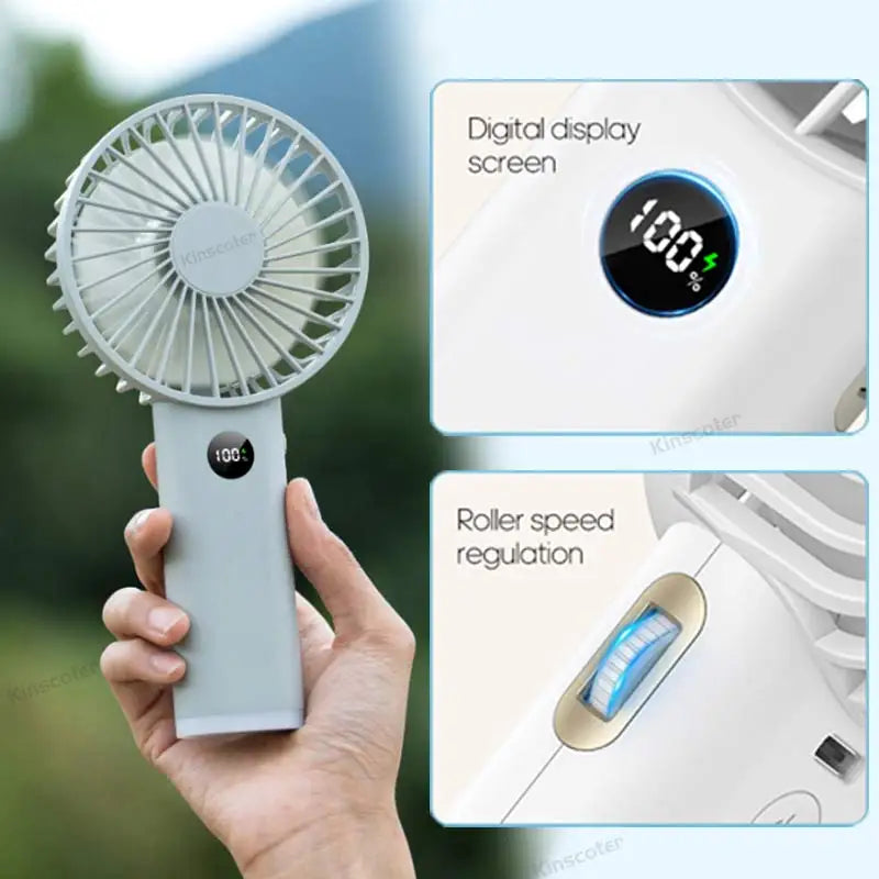 Portable Handheld USB Fan – Rechargeable Stepless Speed Desktop Cooling Fan