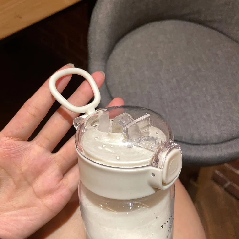 Transparent Sports Water Bottle – Durable Bouncing Straw for Gym and Hiking