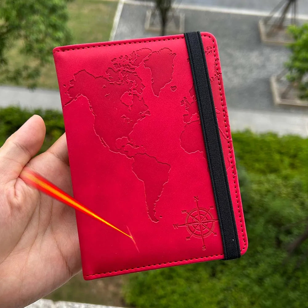 Personalized Passport Cover – RFID Blocking World Map Design for Travel