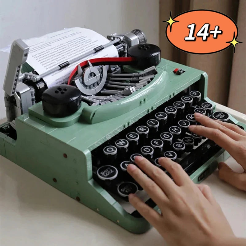 Retro Typewriter Building Blocks – MOC Creative Brick Set for Kids Gift