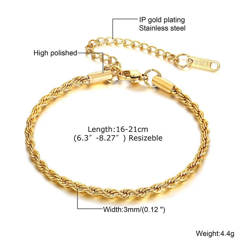 Gold Herringbone Chain Bracelet – Waterproof Stainless Steel for Women
