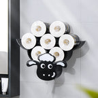 Sheep Toilet Paper Holder – Wall Mounted Metal Organizer for Bathroom Decor