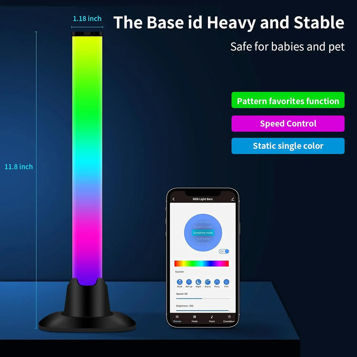RGB LED Light Bar – Music Rhythm Sensing Desktop Lamp for Gaming Decor