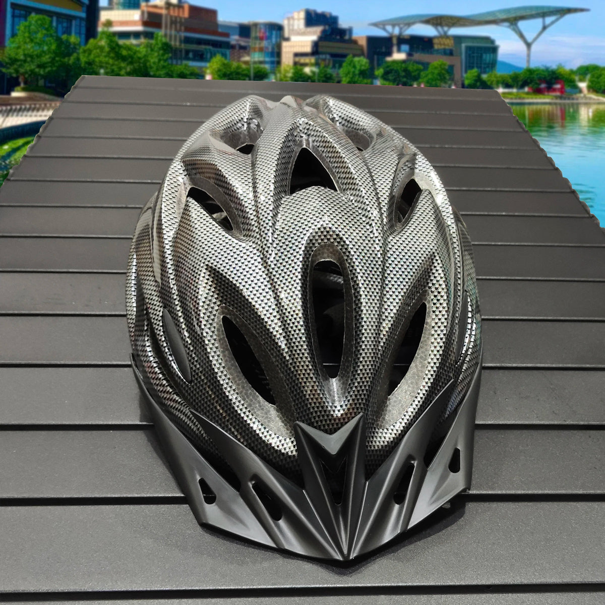 Lightweight Carbon Pattern Cycling Helmet – Breathable MTB Safety Gear