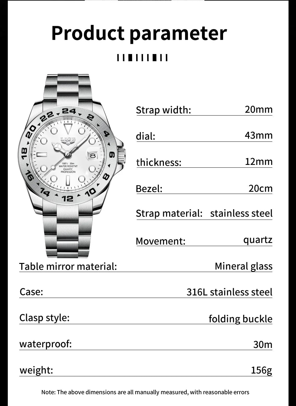 Luxury Steel Quartz Watch – Waterproof Military Sport Accessory for Men