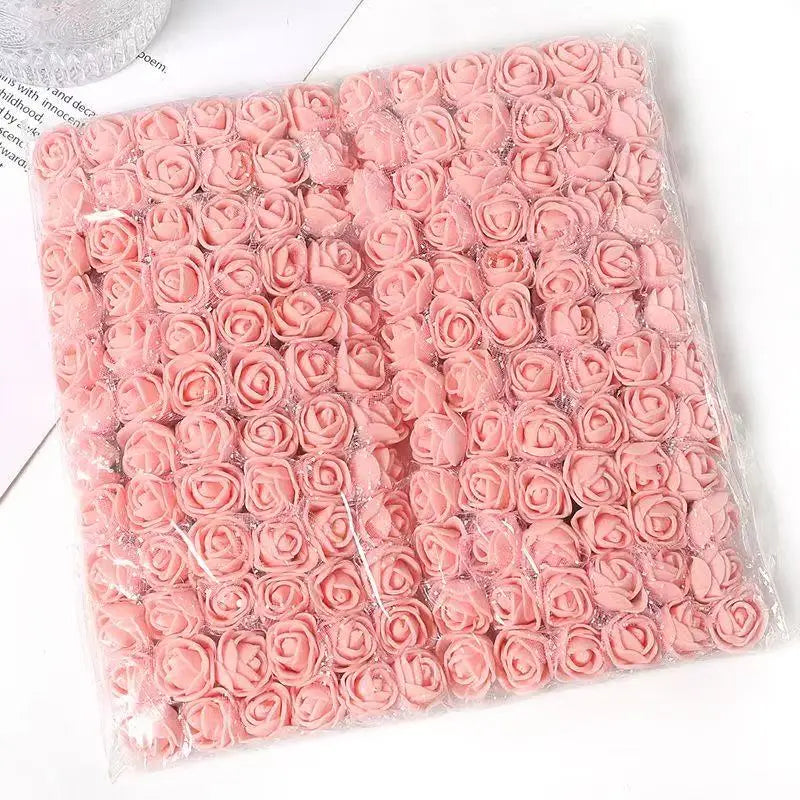 Mini Foam Artificial Rose Heads – 2cm Craft Flowers for Wedding Decorations