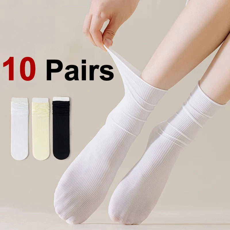 Women Mid Length Cotton Socks – Soft Breathable Casual Daily Wear