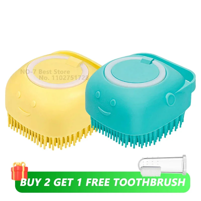 Silicone Pet Bath Brush – Shampoo Dispenser for Dog and Cat Grooming