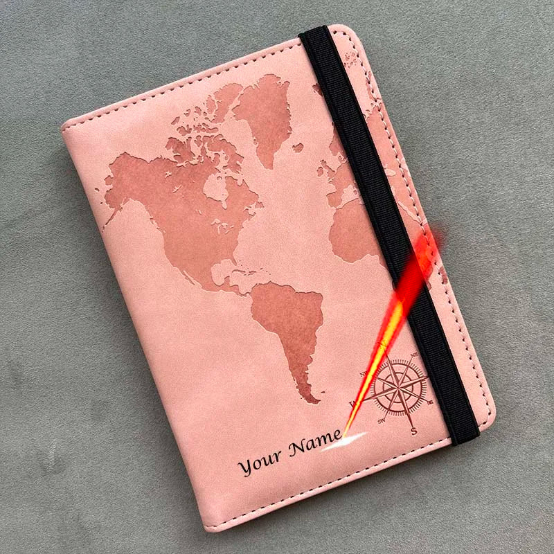 Personalized Passport Cover – RFID Blocking World Map Design for Travel
