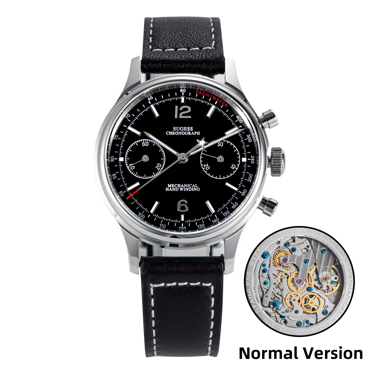Sugess 1963 Mechanical Chronograph Watch – Sapphire Pilot Style for Men