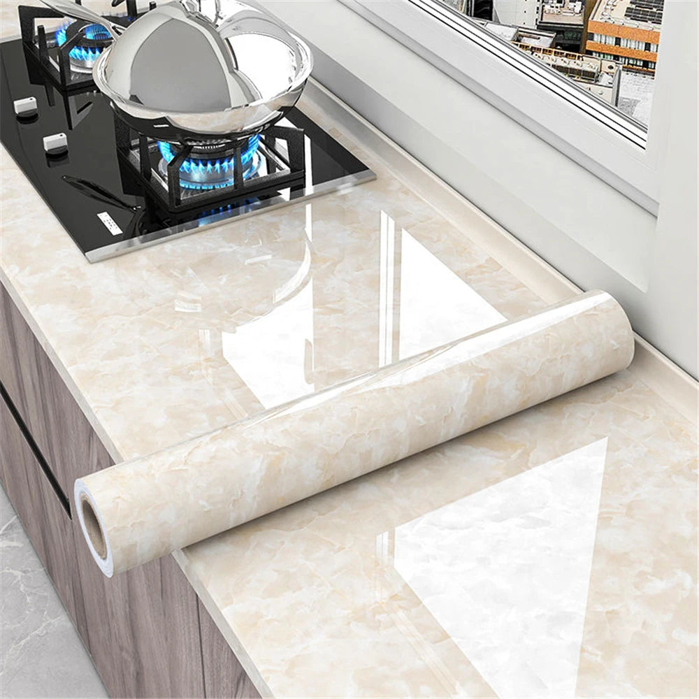 Self-Adhesive High Gloss PVC Wallpaper – Waterproof Film for Furniture Decor