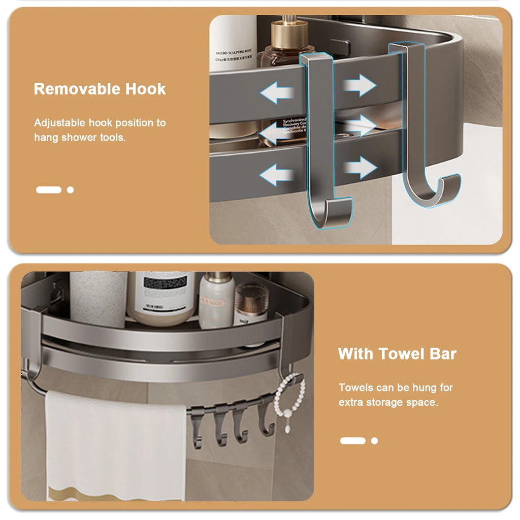 Bathroom Corner Shelf – Wall Mounted Shower Rack for Shampoo Storage