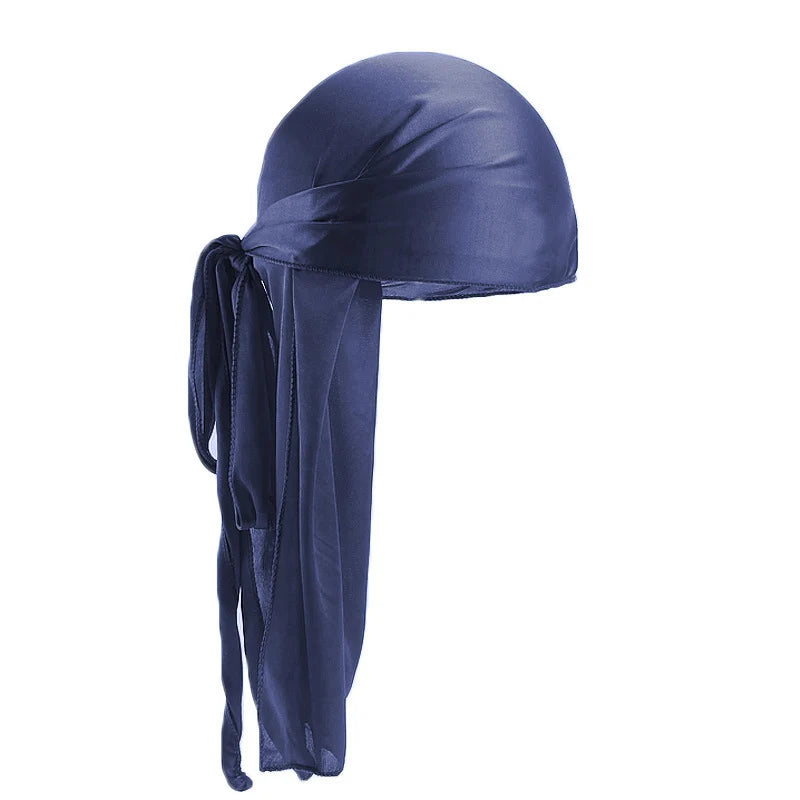 Silky Long Tail Durag – Satin Wave Cap for Men and Women Hair Styling