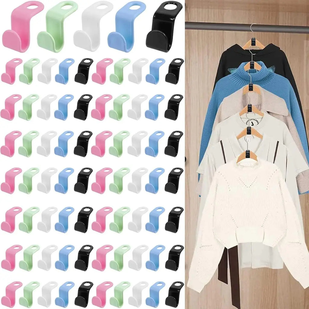 Plastic Hanger Connector Hooks – Space Saving Extender for Closet Organization