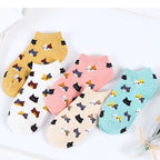 Cute Cat Ankle Socks – Cartoon Animal Kitten Cotton Hosiery for Women