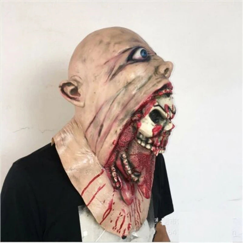 Bloody Skull Latex Mask – Double-Layer Horror Prop for Halloween Cosplay