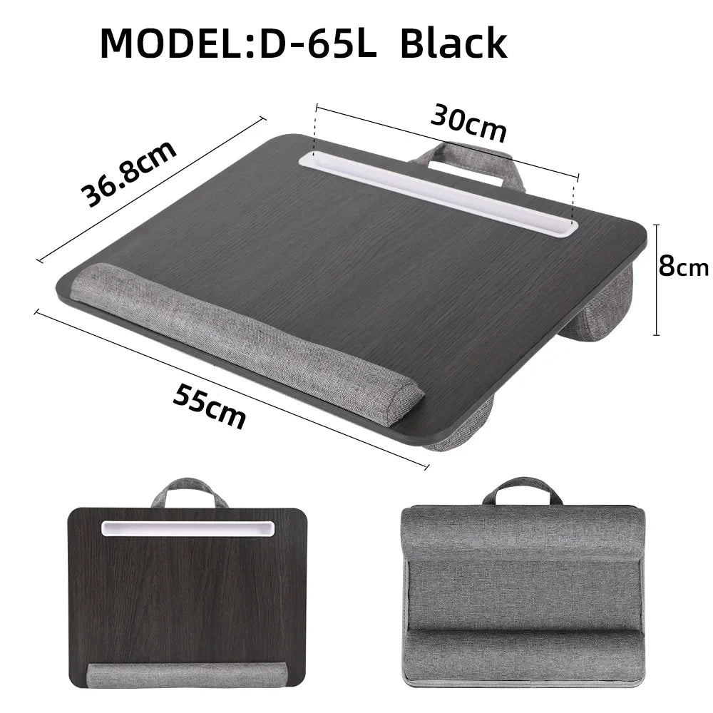 Portable Wooden Laptop Bed Desk – 15 Inch Lap Tray with Cushion for Study