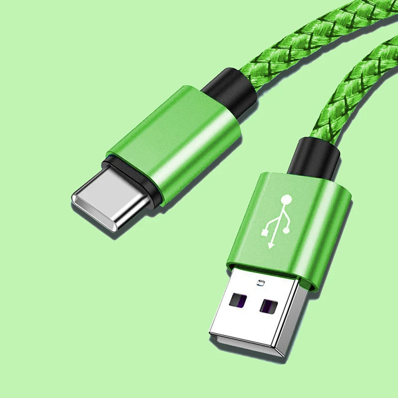 Braided Nylon USB-C Charging Cable – Fast Data Sync for Android and iPhone