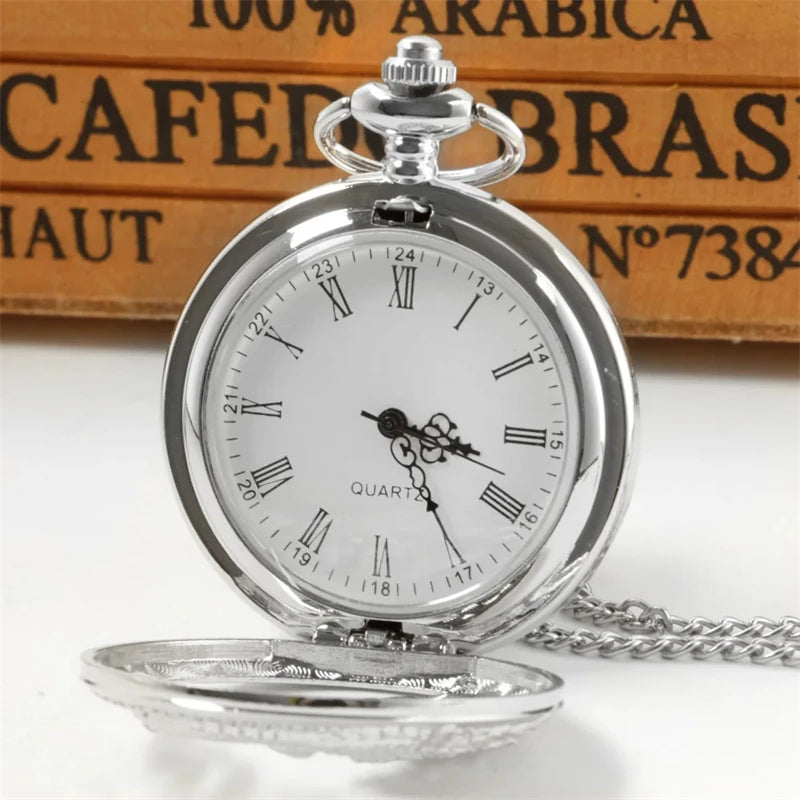 Vintage Hollow Chinese Dragon Pocket Watch – Roman Numeral Necklace Gift