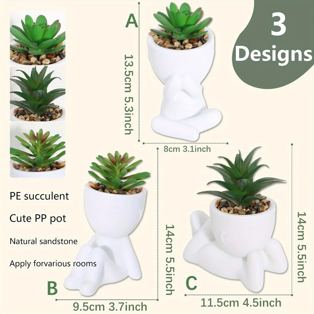 Artificial Aloe Vera Succulent Set – Cartoon PE Pot Plants for Home Decor