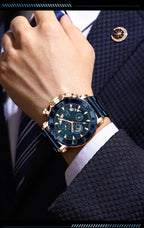 Stainless Steel Chronograph Watch – Luminous Waterproof Quartz for Men