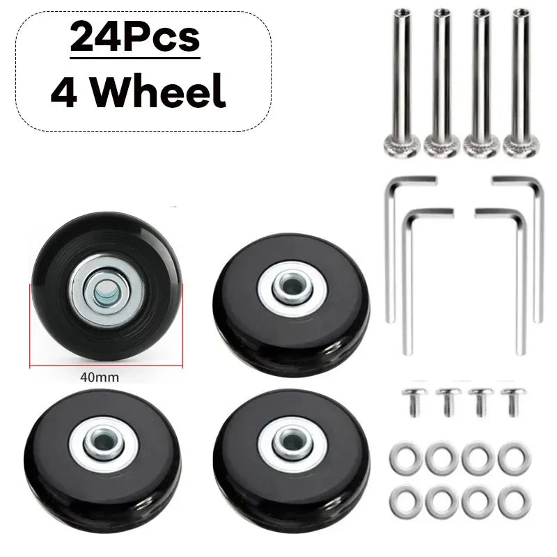 Silent Rubber Luggage Wheels – Durable Travel Bag Replacement for Repair