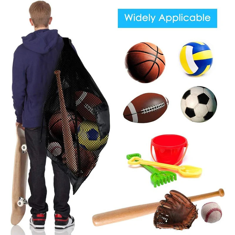 Extra Large Mesh Sports Ball Bag – Zipper Pocket Carrier for Gym and Training