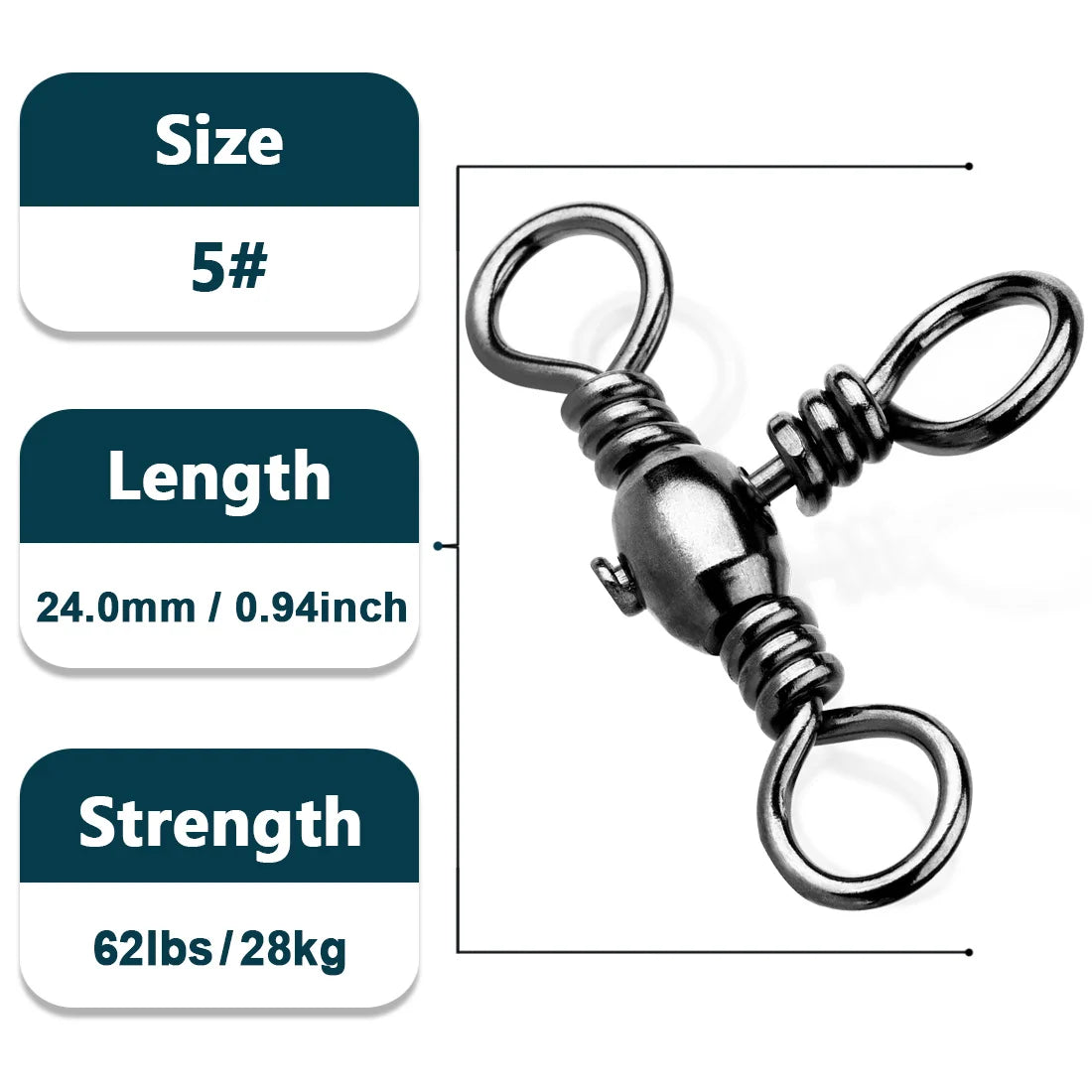 Stainless Steel 3-Way Barrel Swivels – Fishing Tackle for Saltwater Rigs