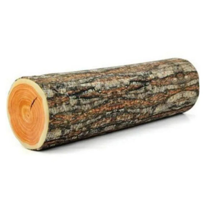 Stump Shaped Decorative Pillow – Soft Wood Grain Cushion for Home and Car Decor