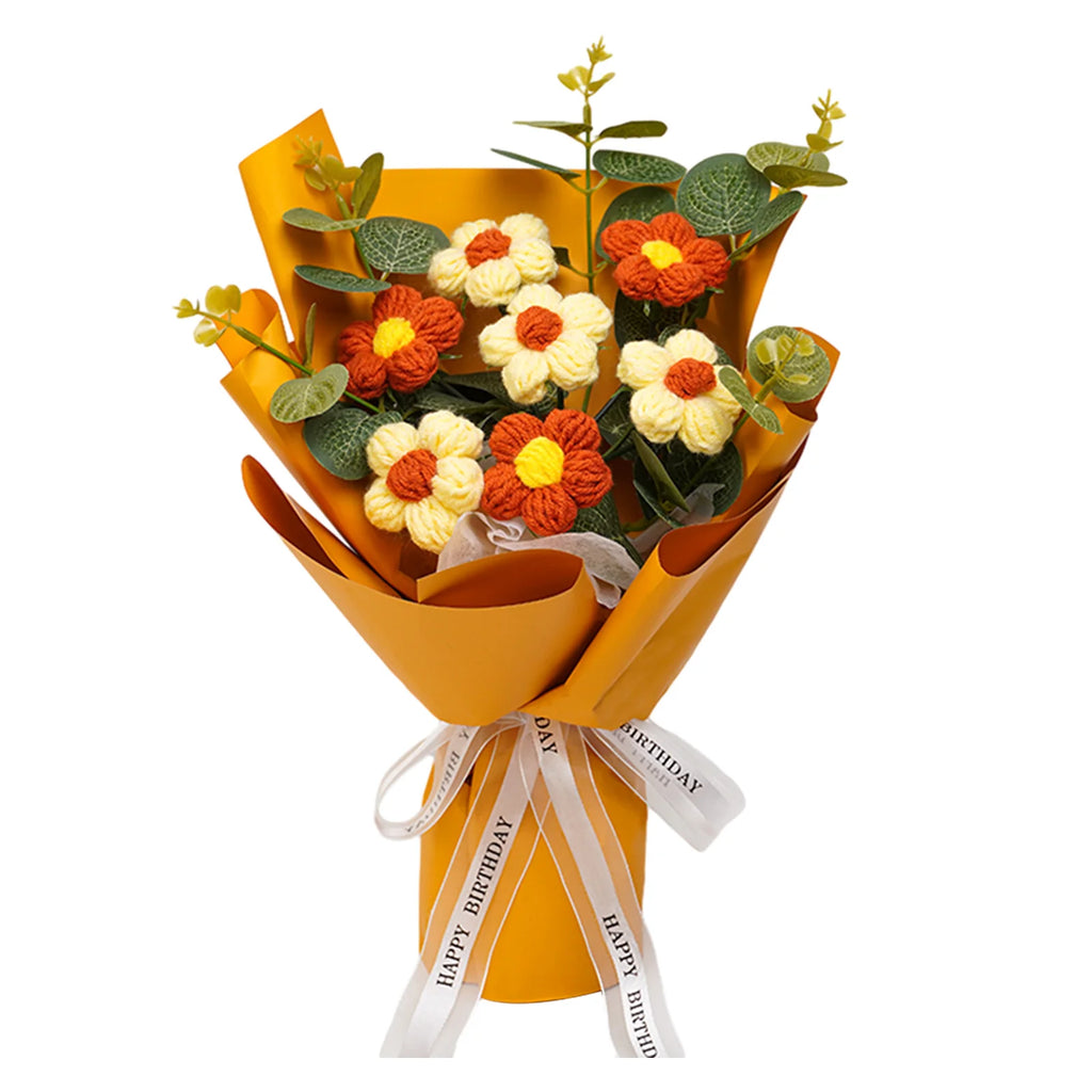 Handmade Crochet Flower Bouquet – Knitted Floral Decor for Gift Giving
