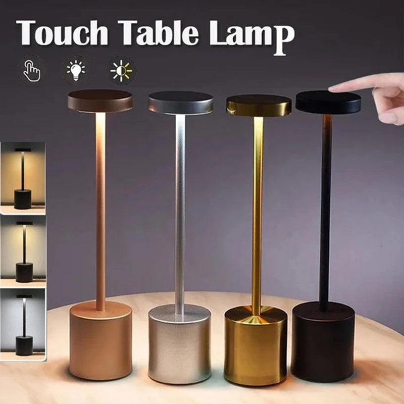 Rechargeable Table Lamp – Stepless Dimming Touch Light for Bedside Decor