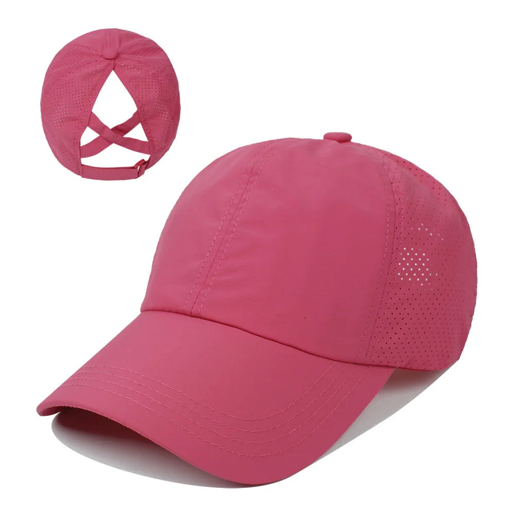 Ponytail Baseball Cap – Quick-Drying Mesh Visor for Outdoor Athleisure
