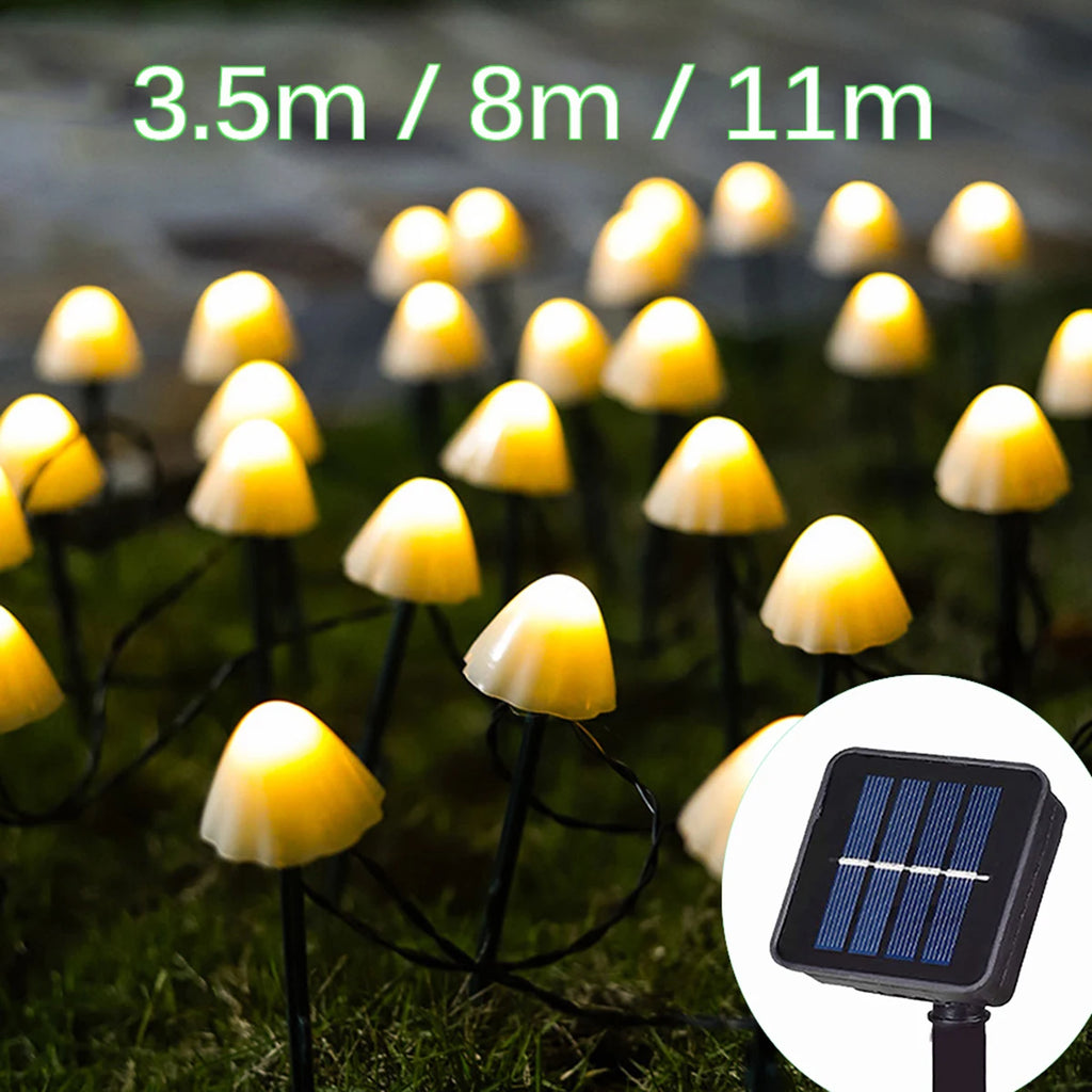 Mushroom Solar String Lights – LED Fairy Garden Decor for Outdoor Landscapes