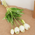 Silicone Real Touch Tulip Bouquet – Artificial Five-Head Flower for Home Decor