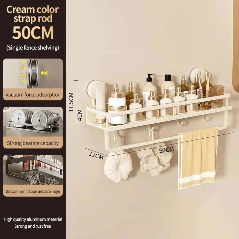 Corner Suction Storage Rack – Wall-Mounted Shelf for Bathroom Organization