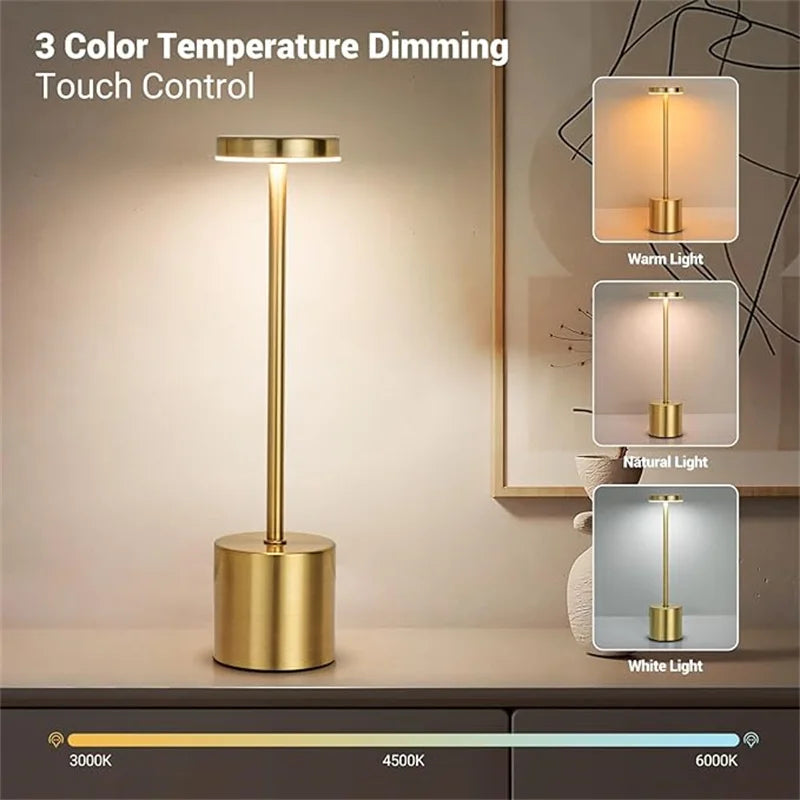 Rechargeable Table Lamp – Stepless Dimming Touch Light for Bedside Decor