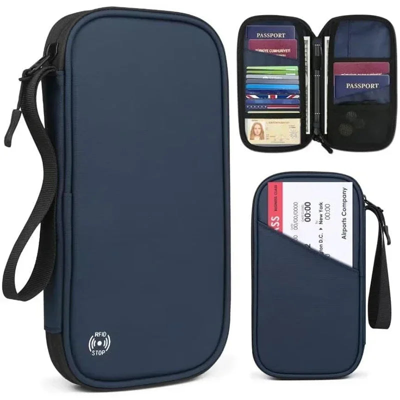 Zipped Oxford Passport Wallet – Travel Document Organizer for Men and Women