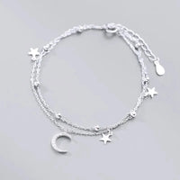 Sterling Silver Star Moon Bracelet – Vintage Crystal Jewelry for Women