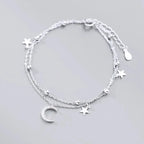 Sterling Silver Star Moon Bracelet – Vintage Crystal Jewelry for Women