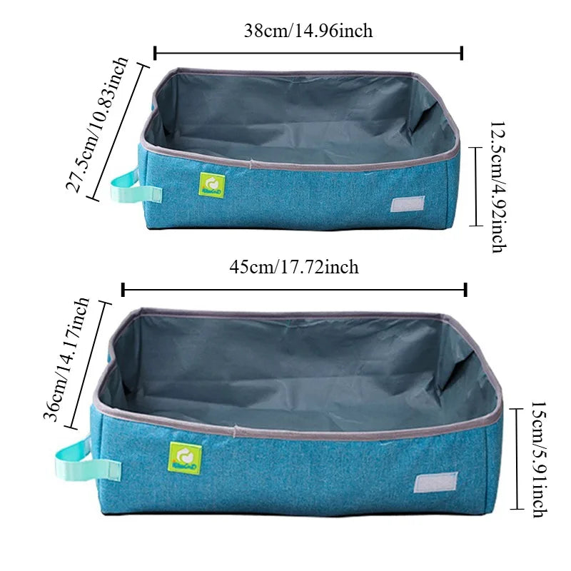 Foldable Cat Litter Box – Waterproof Oxford Cloth for Travel and Home