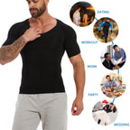 Men's Compression Shapewear Shirt – V-Neck Tummy Control for Fitness Workout