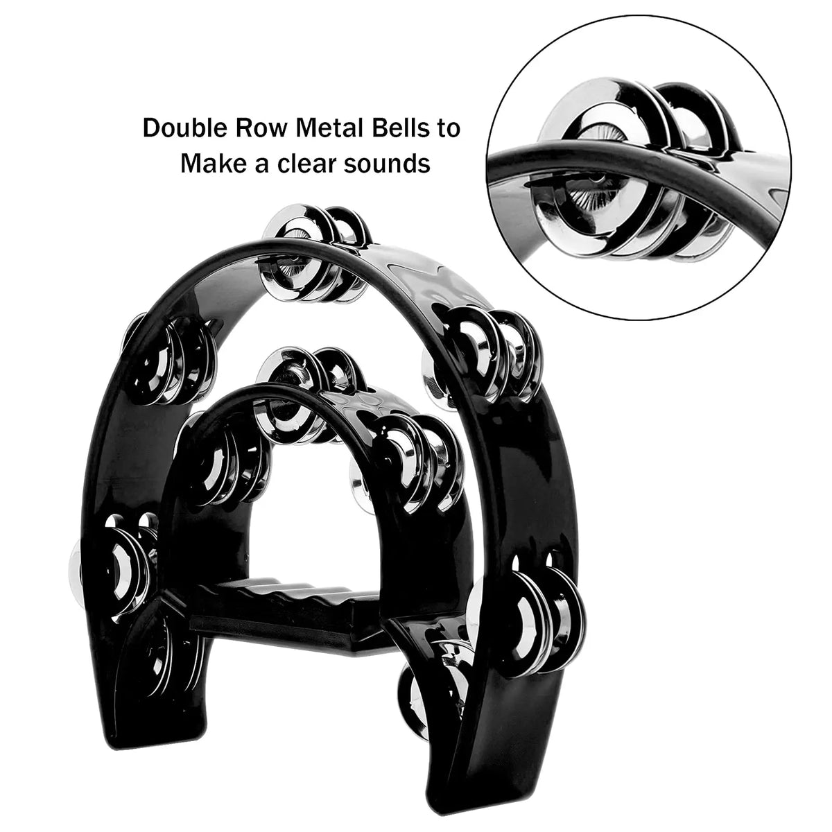 Half-Moon Tambourine – Double Row Metal Jingles for Musical Performances