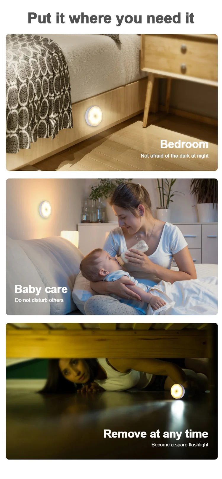 USB Rechargeable Motion Sensor Light – Magnetic Night Lamp for Home Bedroom