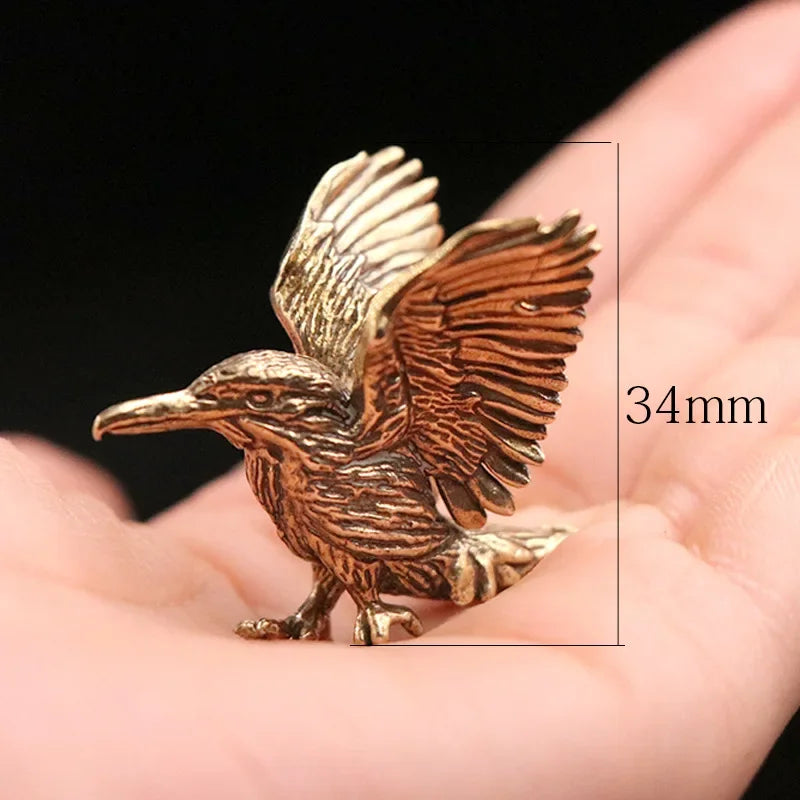 Brass Eagle Statue – Mini Winged Bird Sculpture for Home and Office Decor