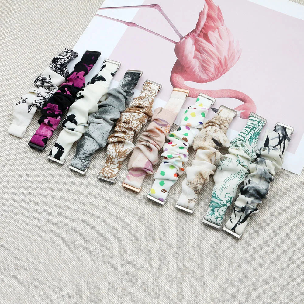 Printed Fabric Scrunchie Band – Soft Nylon Strap for Huawei Band 7 Women